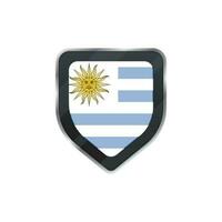 Uruguay flag with sun symbol in shield. vector