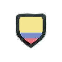 Flag of Colombia in grey shield. vector