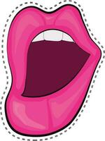 Women open mouth with pink lips. vector