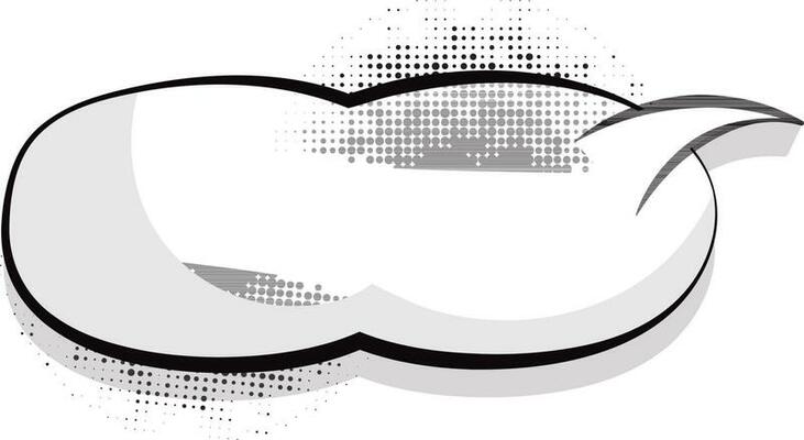 Comic speech bubble sticker in white color.