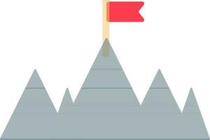 Flag on grey mountains in flat style. vector