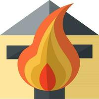 Colorful illustration of burning house. vector