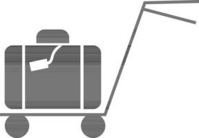 Luggage trolley with suitcase. vector