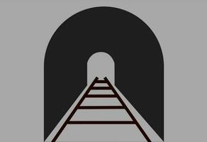 Railway tunnel in black and gray color. vector