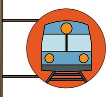 Flat style illustration of a train in circle. vector