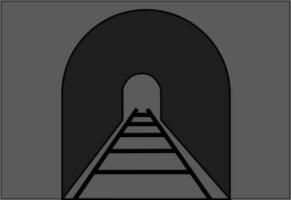 Railway tunnel in black and gray color. vector