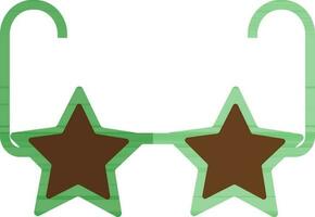 Green and brown sunglass in stars shape. vector