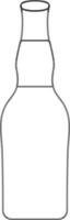 Black line art bottle on white background. vector