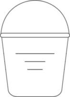 Bucket in black line art. vector