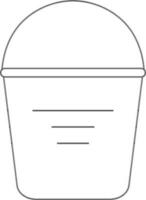 Bucket in black line art. vector