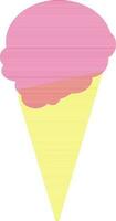 Cone ice cream in pink and yellow color. vector