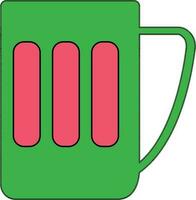 Mug in green and pink color. vector