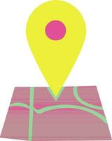 Map pointer in pink and yellow color. vector