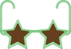 Green and brown sunglass in stars shape. vector