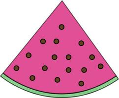 Slice of watermelon in pink and green color. vector