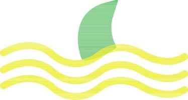 Shark fin in yellow and green color. vector