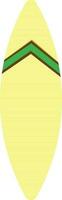 Green and yellow surfboard in flat style. vector