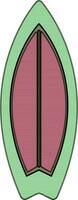 Green and pink surfboard in flat style. vector