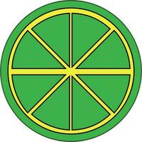 Slice of lemon in green and yellow color. vector