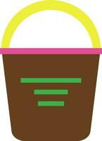 Bucket in brown and yellow color. vector