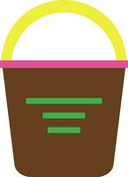 Bucket in brown and yellow color. vector