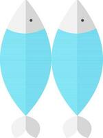 Flat Style Two Fish Icon In Blue And Gray Color. vector