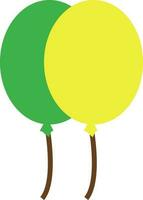 Green and yellow balloon in flat style. vector