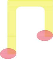 Yellow and pink music note in flat style. vector