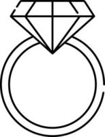 Isolated Diamond Ring Icon In Outline Style. vector