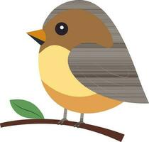 Cute Bird Sitting On Branch Icon In Flat Style. vector