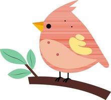 Titmouse Bird Sitting On Branch Icon In Flat Style. vector