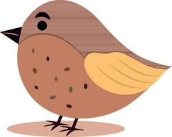 Vector of Cute Bird In Brown Color.