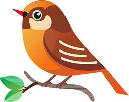 Bird Sitting On Branch In Orange Color. vector