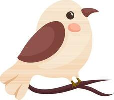 Cute Bird Sitting On Branch In Brown Color. vector