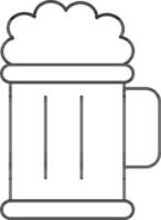 Isolated Beer Mug Icon In Black Stroke. vector