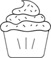 Isolated Cupcake Icon In Black Outline Style. vector