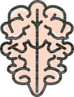 Human Brain Top View Icon In Peach Color. vector