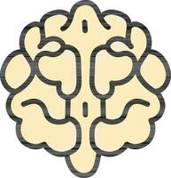 Yellow Human Brain Top View Icon In Flat Style. vector