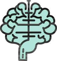 Turquoise Human Brain Back View Icon In Flat Style. vector