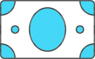 Isolated Bank Note Icon In Turquoise And White Color. vector