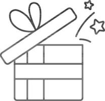 Open Gift Box With Confetti Icon In Lineal Style. vector