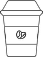 Black Linear Style Disposable Coffee cup Icon. vector