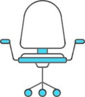 Flat Style Office Chair Icon In Turquoise And White Color. vector
