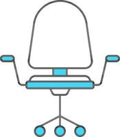 Flat Style Office Chair Icon In Turquoise And White Color. vector