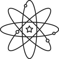 Isolated Atom Icon In Black Line Art. vector