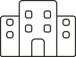 Isolated Office Building Icon In Black Stroke. vector