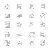 Line art business icons set on white background. vector