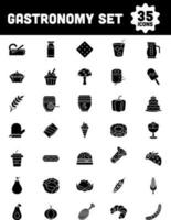 Gastronomy Icon Set In Black And White Color. vector