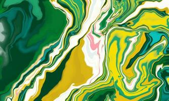 Background with marble texture. Abstract painting mix stains. Green and yellow liquid paint that flows. vector