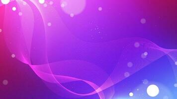 Abstract purple and pink gradient waves background. Glowing lines with glitter particles vector